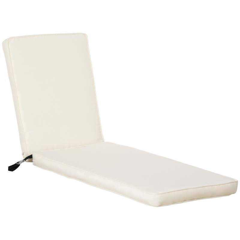 Outsunny Perna pentru Sezlong si Fotoliou Plaja cu Sireturi, Husa Detasabila din Poliester, 188x53x8cm, Alb Crem