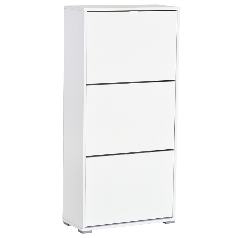 HOMCOM 6-Tier Tilting Tall Shoe Cabinet Rack Simple and Modern Storage Organization Entryway Hallway Furniture