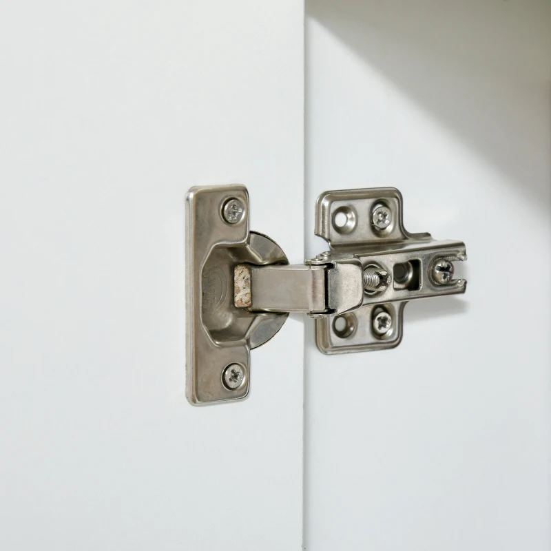 HOMCOM Bufet Modern cu 3 Usi cu Lumini LED Colorate si Telecomanda, Dulap Multifunctional din Lemn cu finisaj lucios, pentru buatarie si Sufragerie, Alb