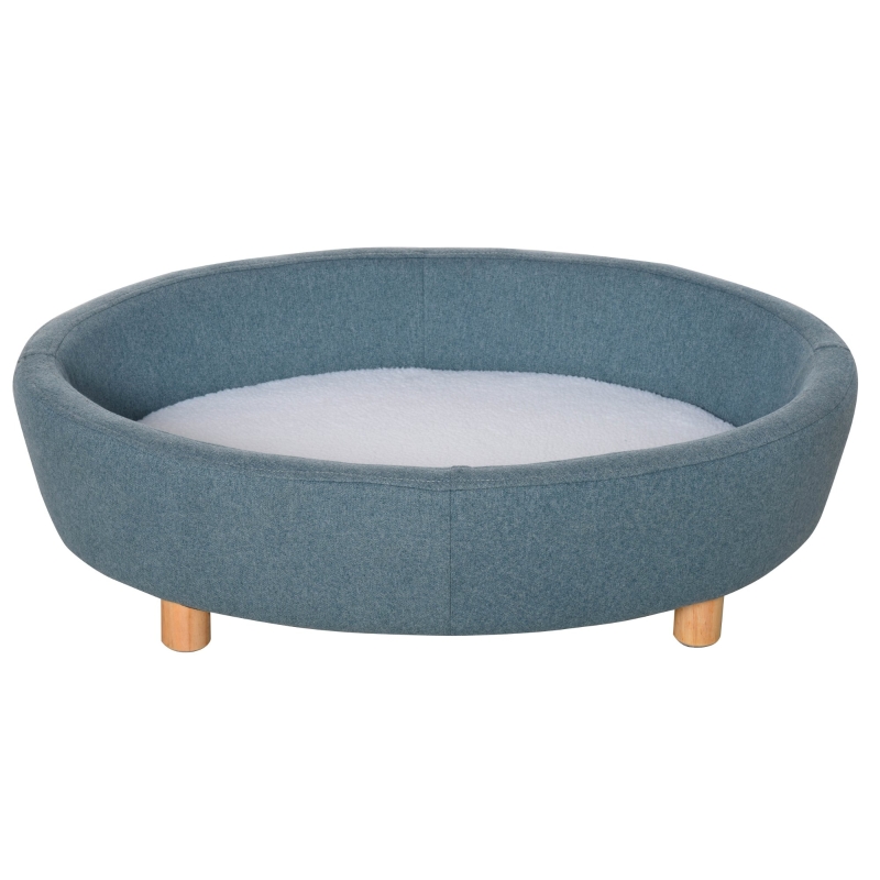 PawHut Pet Sofa Soft Couch Sponge Cushioned Bed Wooden legs, Light Blue