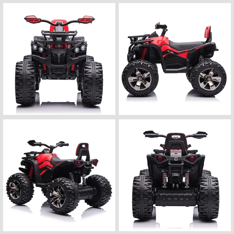 Homcom ATV Electric 12V pentru Copii – Rosu, cu Faruri & Pedale