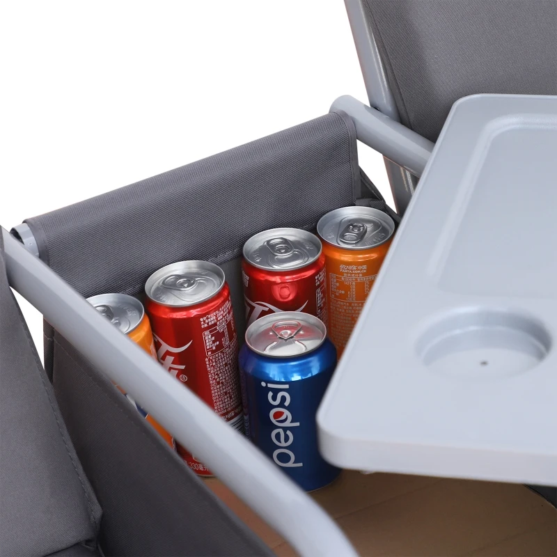 Outsunny Steel Frame 2-Seater  Swing Chair w/ Table Grey