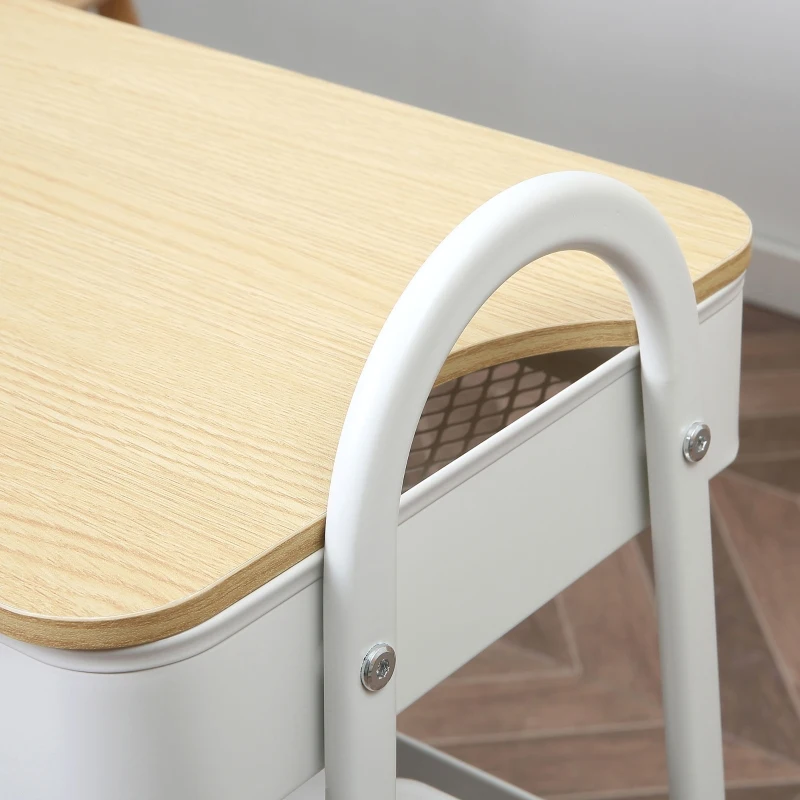 HOMCOM Kitchen Cart Metal Rolling Cart 3 Tiers Metal with Large Storage Space and Top for Kitchen and Office Storage Cart Serving Cart Kitchen Shelf with Wheels Steel White 45 x 31 x 79.4 cm