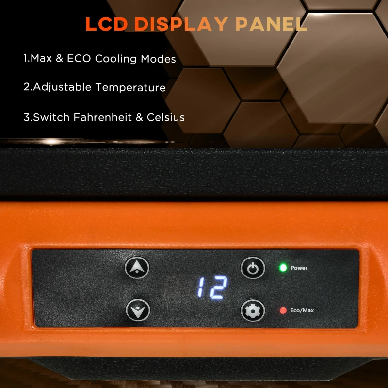 Outsunny Frigider portabil de 30L, Compresor si Manere Portabile Incluse, 58,7x36,5x36,8cm, Portocaliu si Negru