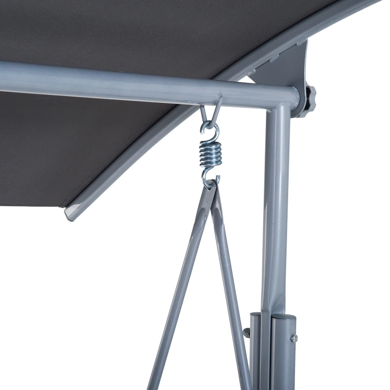 Outsunny Steel Frame 2-Seater  Swing Chair w/ Table Grey