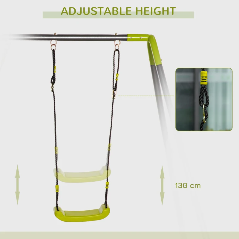 Set Leagane de Gradina Outsunny pentru 5 Copii 3-10 ani, 1 Leagan Dublu si 1 Leagan Simplu, Otel si PE, 295x137x175cm