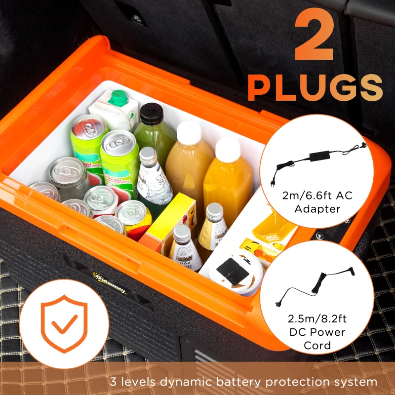 Outsunny Frigider portabil de 30L, Compresor si Manere Portabile Incluse, 58,7x36,5x36,8cm, Portocaliu si Negru