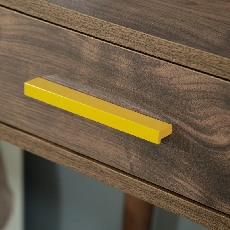 HOMCOM Masa de Toaleta din Lemn cu Oglinda, Sertar si 4 Rafturi care Economisesc Spatiu, 60x45x134cm, Culoarea nucului