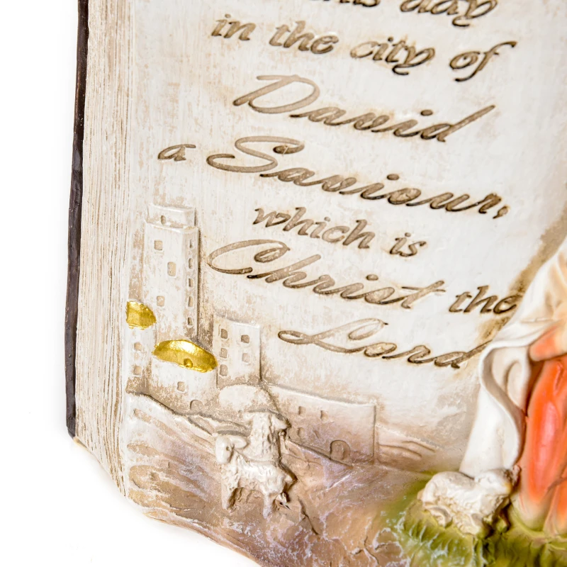 HOMCOM Scena Nasterii Domnului cu Statuete 3D si Gravate, Nasterea Domnului, Decoratiune de Craciu din Rasina, 21.5x9.5x14cm