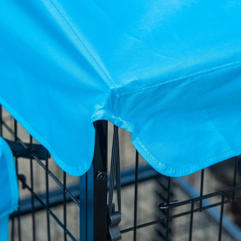 Cotet de Gradina PawHut Modular pentru 6-10 Gaini cu 2 Custi din Otel, Cusca pentru Gaini cu Acoperis din Poliester, Albastru inchis