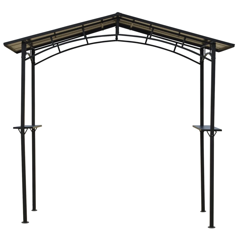 Outsunny Foișor de Grădină cu Acoperiș din PC și Rafturi Laterale, Structură din Aluminiu și Metal, 246x149x230 cm, Negru(m-11)