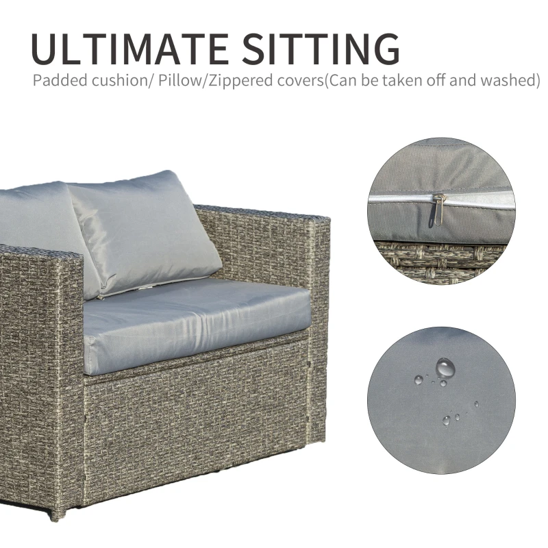 Outsunny Set 2 Canapele si Masa de Gradina Salon de Exterior Ratan si Otel