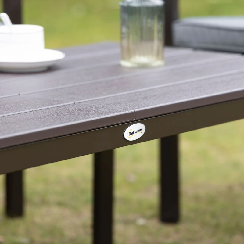 Salon de Gradina Outsunny Set 4 Piese cu 1 Canapea, 2 Fotolii si 1 Masuta, Mobilier de Gradina din Otel si Plastic, Maro