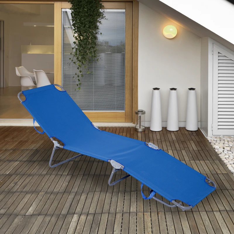 Reclining Beach Chaise Lounge Folding Chair Adjustable Sleeping Bed