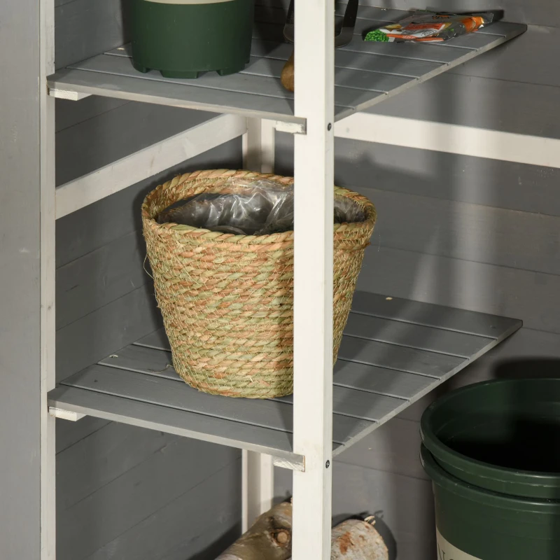 Outsunny Casuta Lemn 75×56×115 cm – Depozitare Unelte cu Acoperis Impermeabil(m-6)