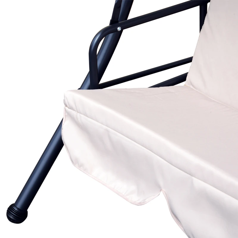 Outsunny Balansoar de Gradina 3 Locuri Convertibil in Pat si Baldachin, Otel si Poliester 200x125x170cm Bej