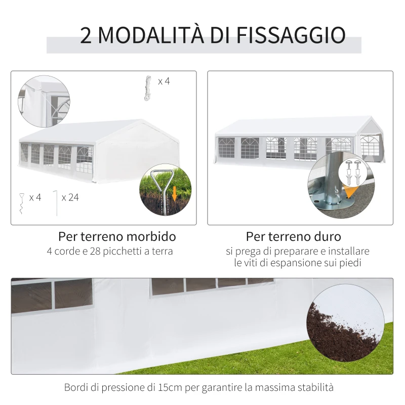 Outsunny Foisor de Gradina 10x6m Pliabil din Otel si Poliester,  Alb