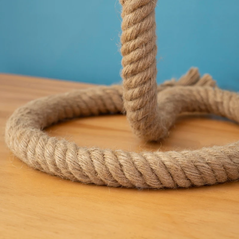 Lampa stołowa HOMCOM z podstawą sznurkową żarówka LED E27 lampa na stół lampka nocna tkanina terylenowa metal sznurek kolor beżowy + brązowy Ø32 x 63 cm