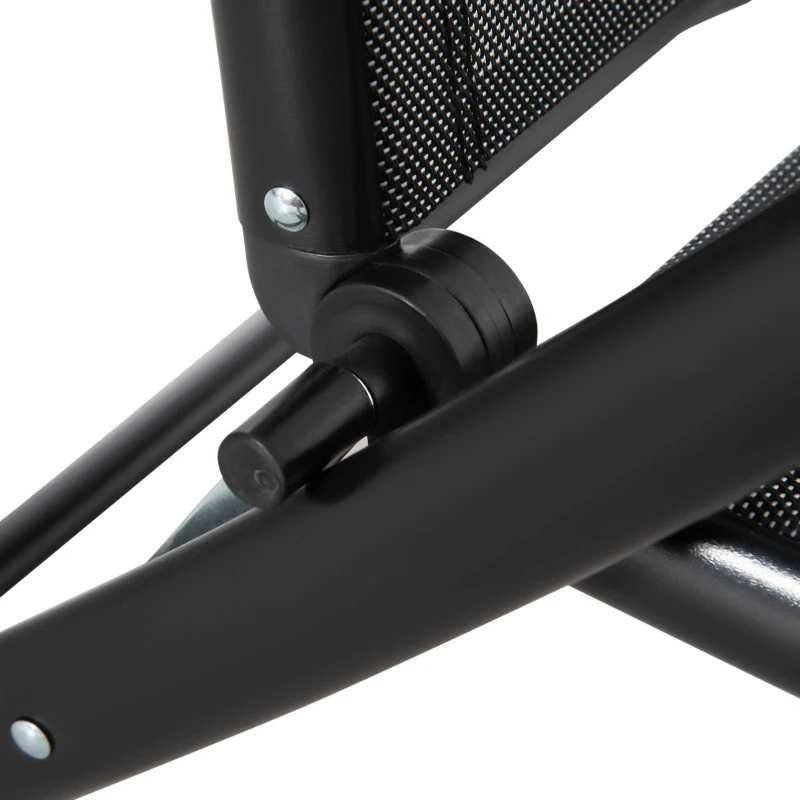 Outsunny Set 2 Sezloguri de Gradina Pliabile cu Spatar Reglabil in 7 Pozitii, din Aluminiu si Plasa Respirabila, 64x134x95cm, Negru