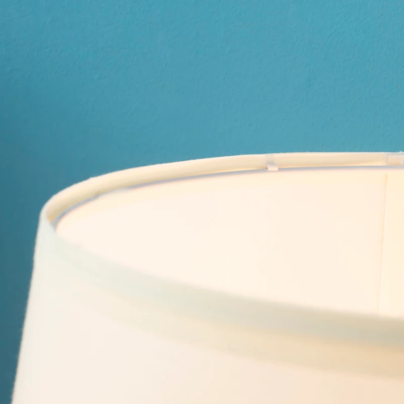 Lampa stołowa HOMCOM z podstawą sznurkową żarówka LED E27 lampa na stół lampka nocna tkanina terylenowa metal sznurek kolor beżowy + brązowy Ø32 x 63 cm