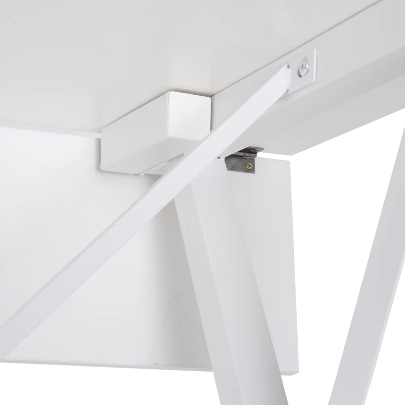 HOMCOM Dining Table Drop Leaf Metal Frame MDF Top Folding Expandable 6 Person White