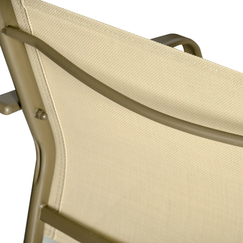 Set Mobilier de Gradina din 4 piese Outsunny, Salon in aer liber cu 2 Scaune, 1 Canapea si 1 Masuta de Cafea din Metal si Texteline, Kaki