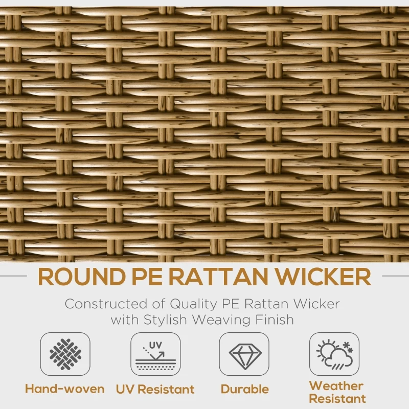 Outsunny Set de Mobilier de Gradina din Ratan 5 Piese, Lounge de Exterior cu 2 Masute, Canapea cu 3 Locuri si 2 Fotolii cu Perne