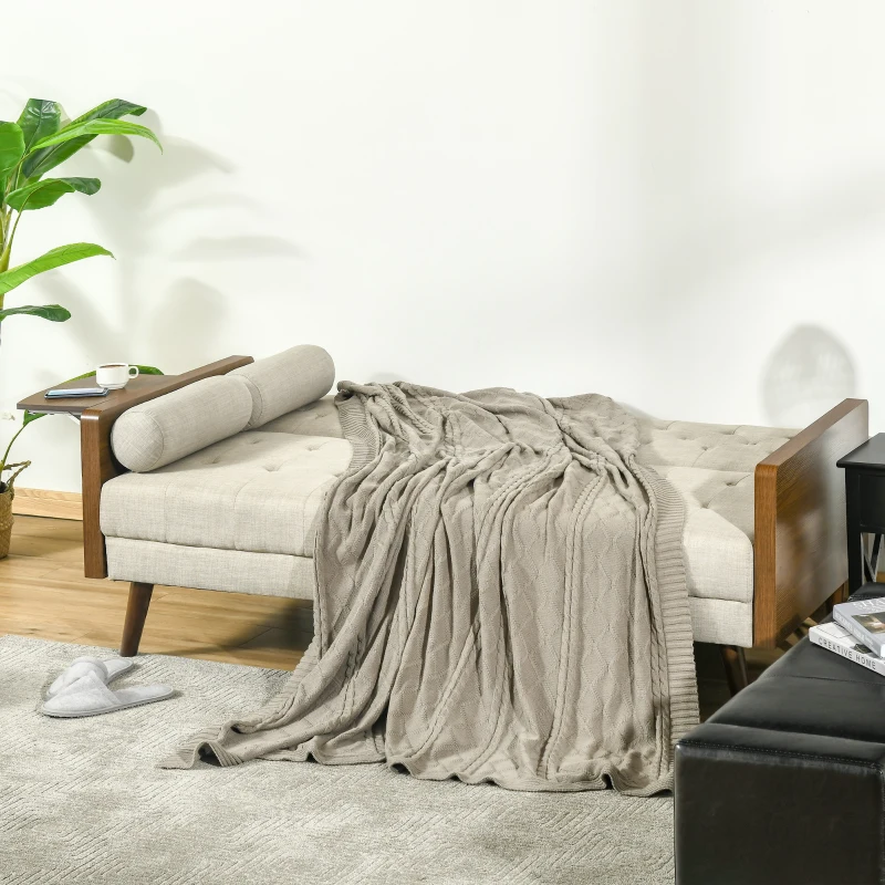 HOMCOM Canapea Extensibila de 1 Persoana cu Rafturi Laterale Pliabile, Canapea 3 Locuri cu Spatar Rabatabil