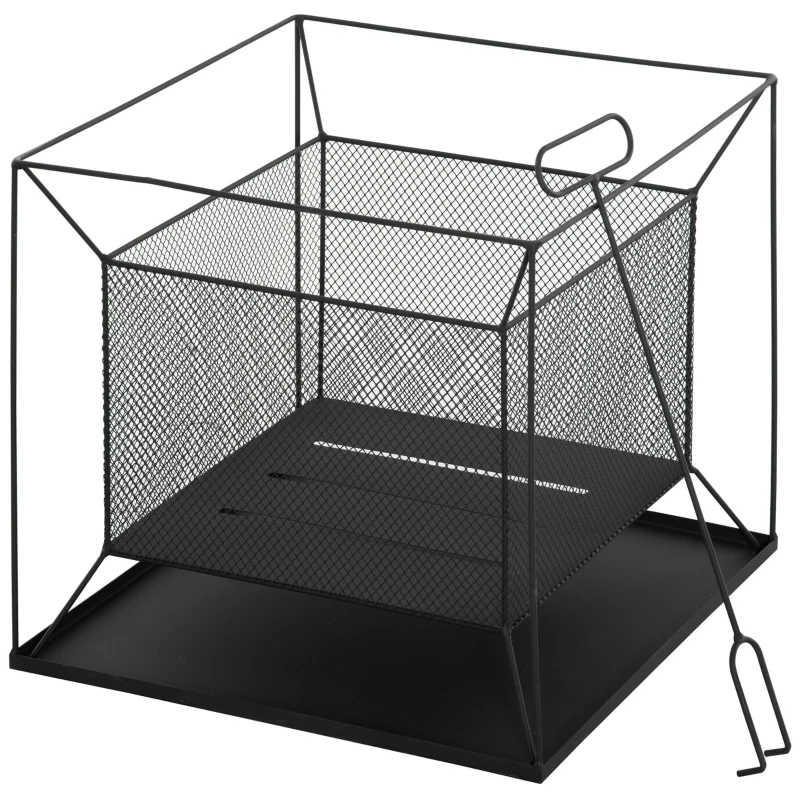 Brazier de Gradina Portabil din Metal Outsunny, Brazier in aer liber cu Design suspendat si Vatrai, 45x45x43cm Negru