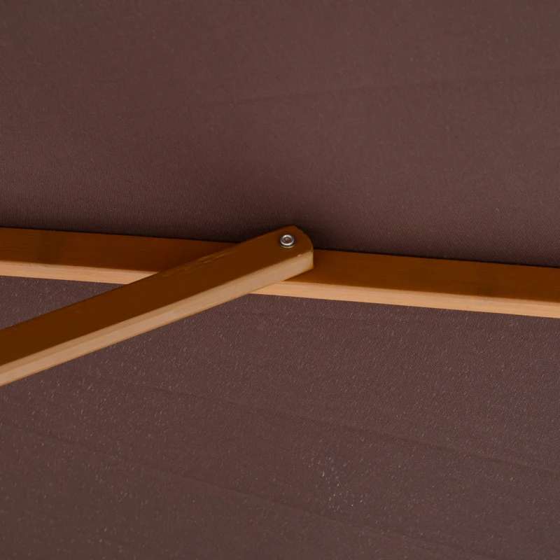 Outsunny Umbrela de Gradina cu Stalp din Lemn si Sipci, Parasolar pentru Exterior din Poliester, Φ300x250cm, Cafeniu