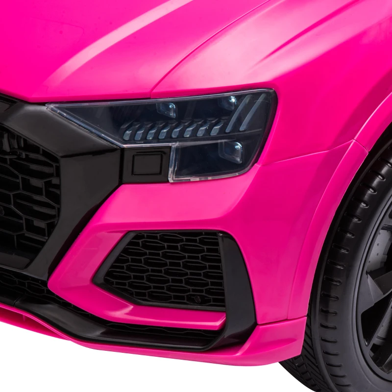 HOMCOM Carro Elétrico Infantil para 3-5 anos Licença Audi RS Q8 com Bateria 6V Controle a Distância Música MP3 Buzina e Luzes Velocidade Máx. 3km/h 101x62x51cm Rosa
