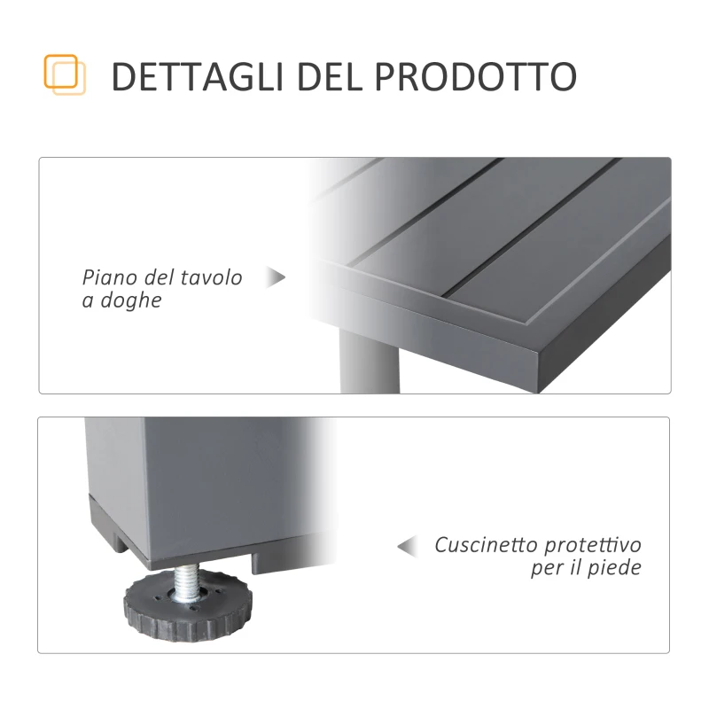 Masa de Gradina Extensibila Outsunny pentru 8-10 Persoane cu Structura din Aluminiu, 135-270x90x75cm, Gri