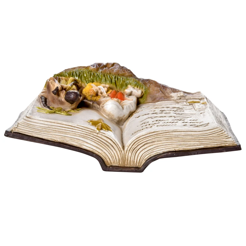 HOMCOM Scena Nasterii Domnului cu Statuete 3D si Gravate, Nasterea Domnului, Decoratiune de Craciu din Rasina, 21.5x9.5x14cm