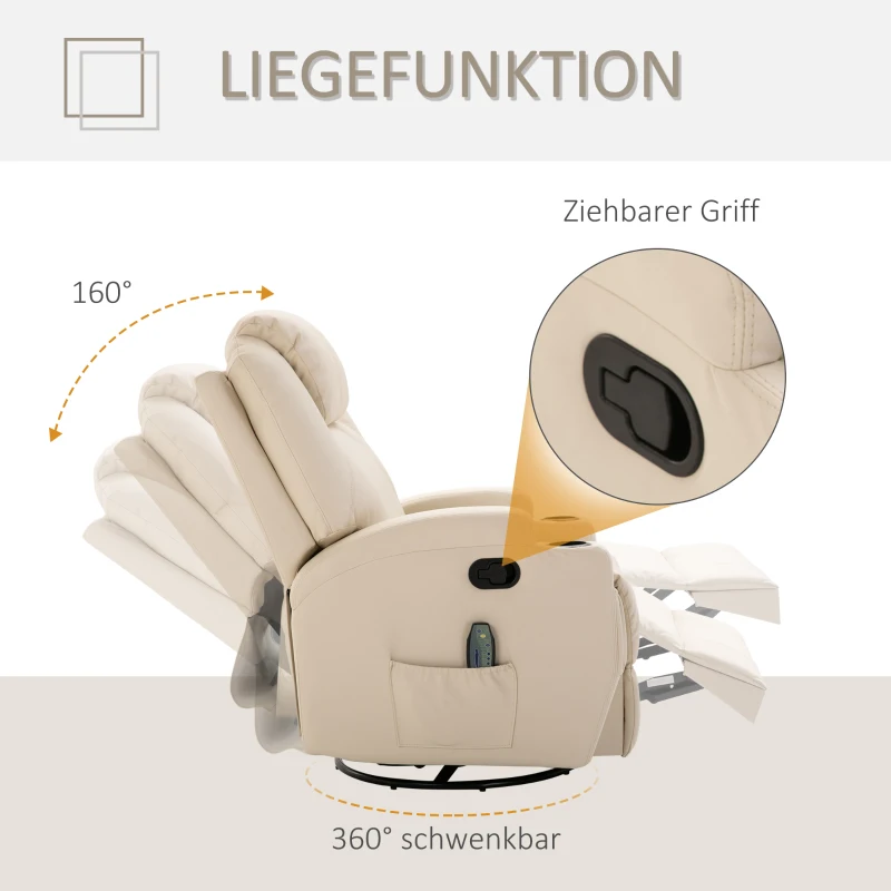 Fotel masujący HOMCOM Fotel telewizyjny z 5 trybami masażu