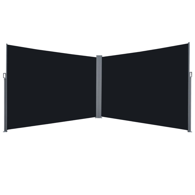 Outsunny Patio Retractable Double Side Awning Folding Privacy Screen Fence Sun Shade