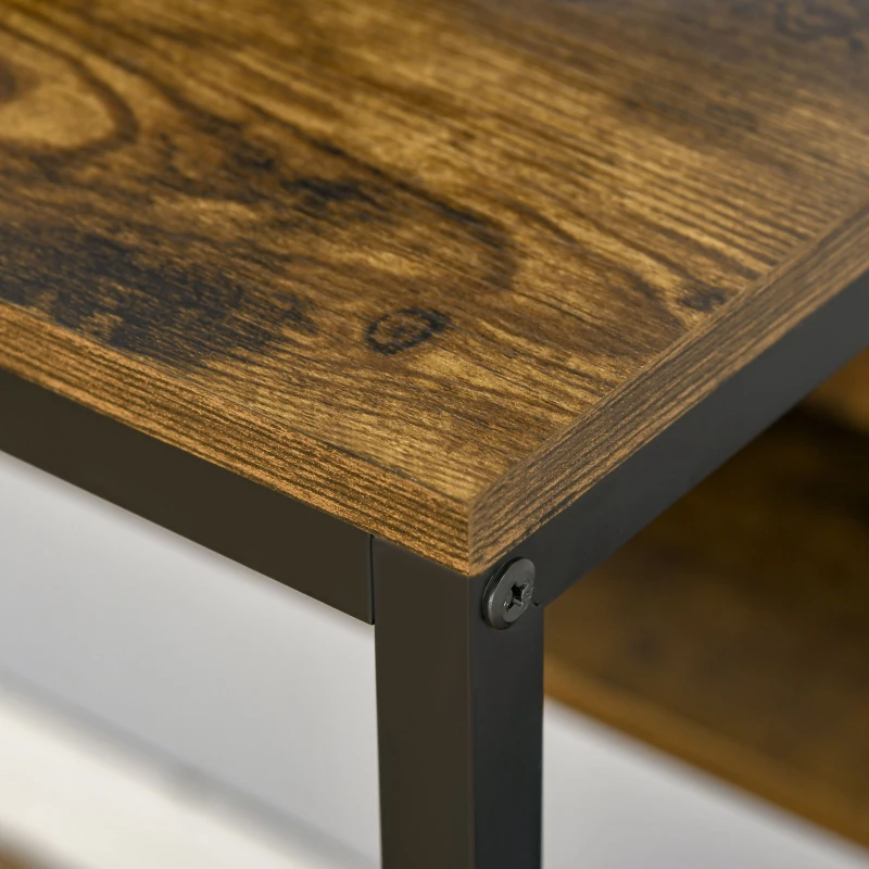 HOMCOM Birou pentru PC cu Rafturi si Sertare din PAL si Otel, 140x50x110cm, Negru si Maro