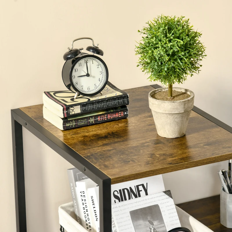 HOMCOM Birou pentru PC cu Rafturi si Sertare din PAL si Otel, 140x50x110cm, Negru si Maro