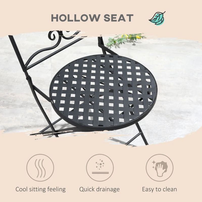 Outsunny Set de mobila pentru exterior cu 3 piese, cu masa si scaune pliabile