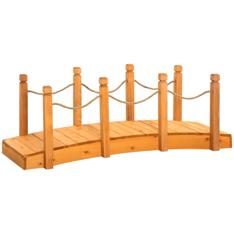 Podet din Lemn Outsunny de Gradina, Arcuit, cu Parti Laterale din Funie de Canepa, Cadru din Lemn de Brad, 150x58x58.5 cm