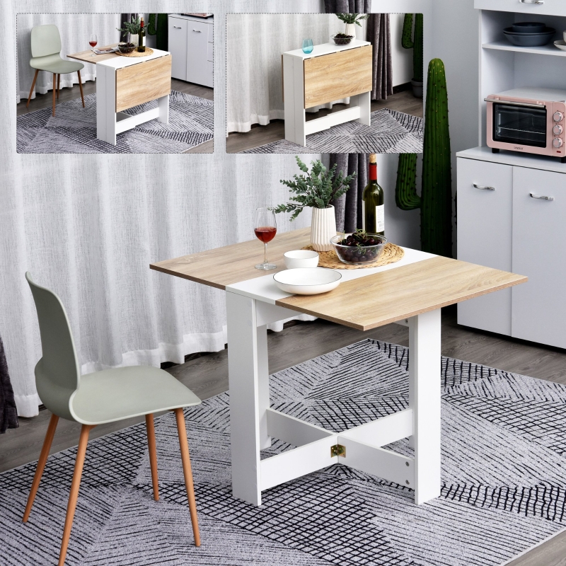 Homcom Drop Leaf Table Particle Board Wooden Folding Dining Writing Computer Desk Workstation Space Saving Oak White Colour Aosom Uk Homcom Drop Leaf Table Particle Board, Wood Folding Dining Table White