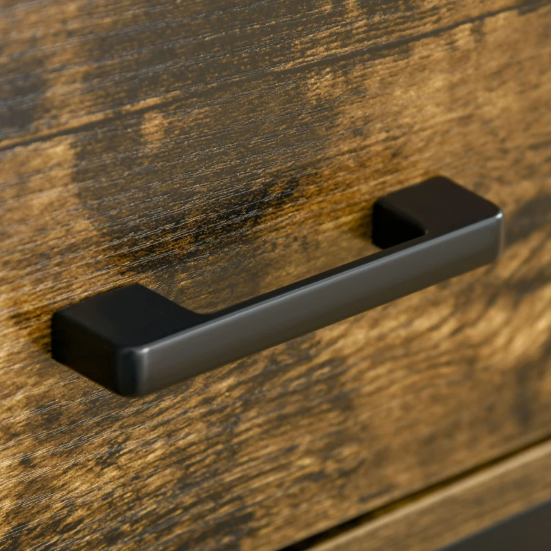 HOMCOM Birou pentru PC cu Rafturi si Sertare din PAL si Otel, 140x50x110cm, Negru si Maro