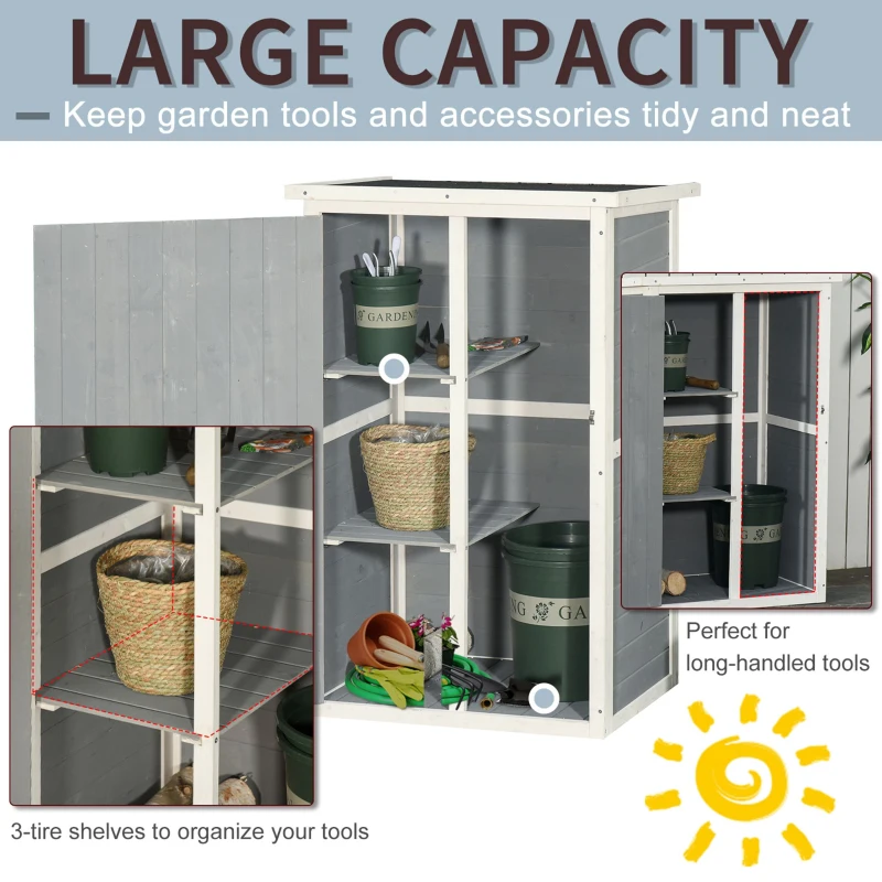 Outsunny Casuta Lemn 75×56×115 cm – Depozitare Unelte cu Acoperis Impermeabil(m-4)