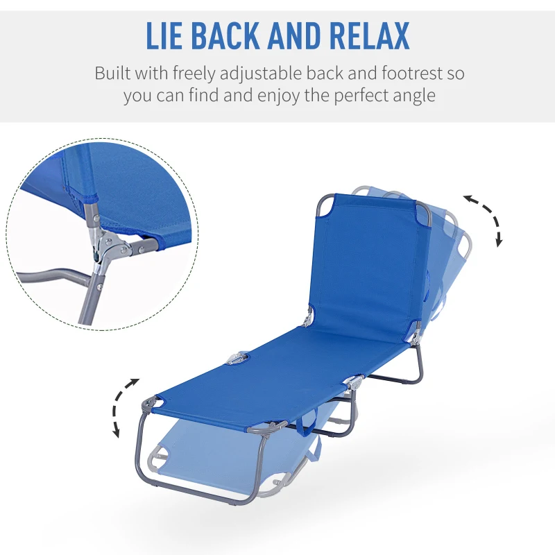 Reclining Beach Chaise Lounge Folding Chair Adjustable Sleeping Bed