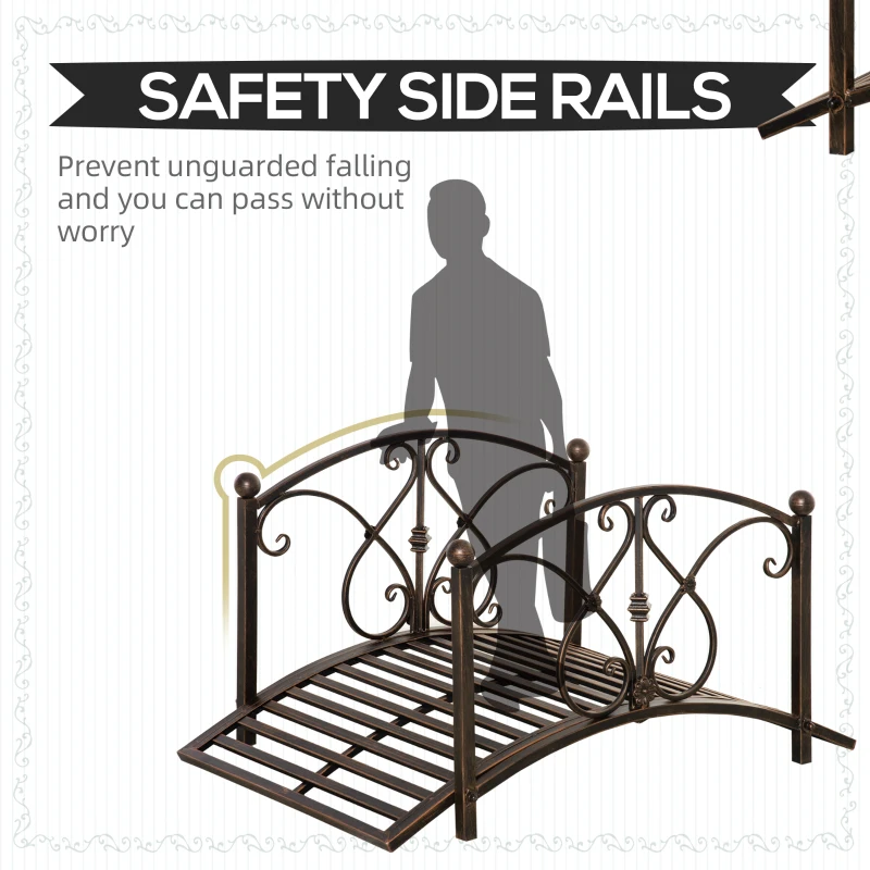 Podet de Gradina Outsunny Vintage din Metal, Pod Decorativ cu Elemente Florale, 99x68x53cm, Bronz