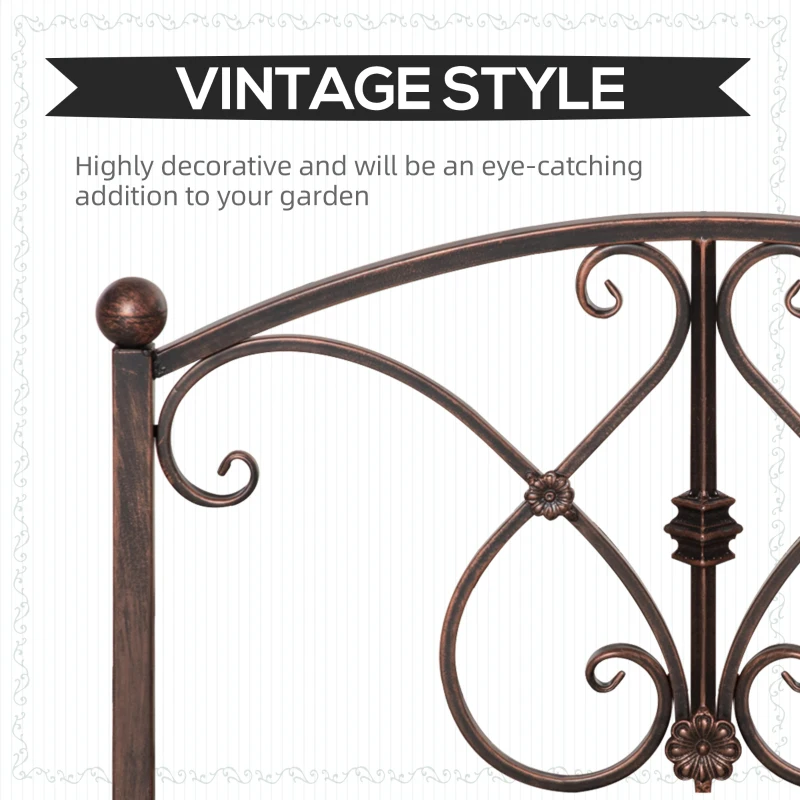 Podet de Gradina Outsunny Vintage din Metal, Pod Decorativ cu Elemente Florale, 99x68x53cm, Bronz