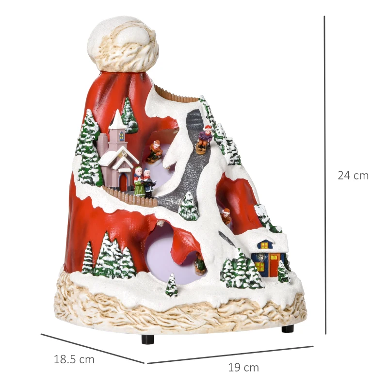 HOMCOM Sat de Craciun Luminos cu 4 Schiori si 8 Melodii, Decoratiune de Craciun cu Lumini LED Colorate