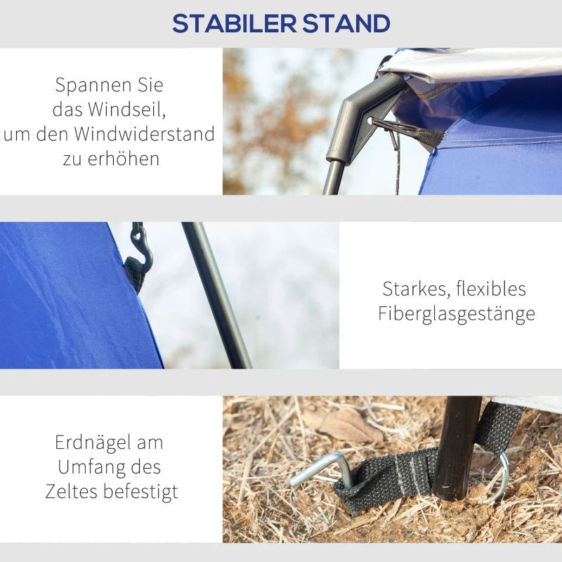Outsunny Toilettenzelt für 1-2 Personen Mobiles Camping Duschzelt Umkleidezelt mit Tasche Duschkabine Umkleidekabine UPF50 Fiberglas Polyester Blau 167 x 167 x 218 cm