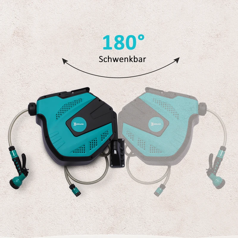 DURHAND® BĘBEN NA WĄŻ ZWIJACZ ŚCIENNY OBROTOWY 180° OCHRONA PRZED MROZEM -5–45 °C tworzywo zielony + czarny 15 m