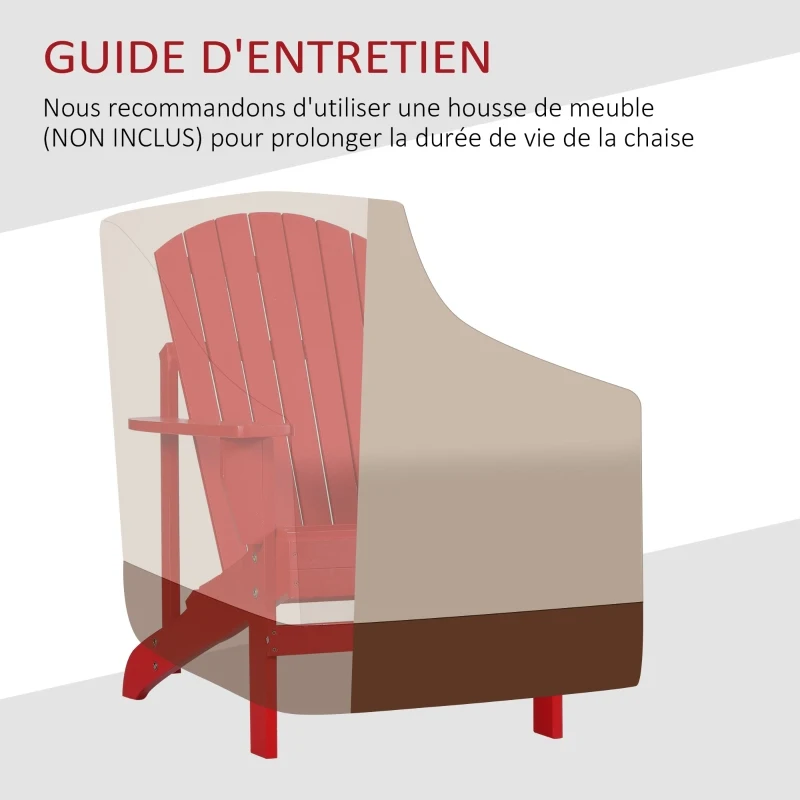 Outsunny Fauteuil de jardin Adirondack grand confort porte-gobelet intégré bois de sapin traité peint rouge