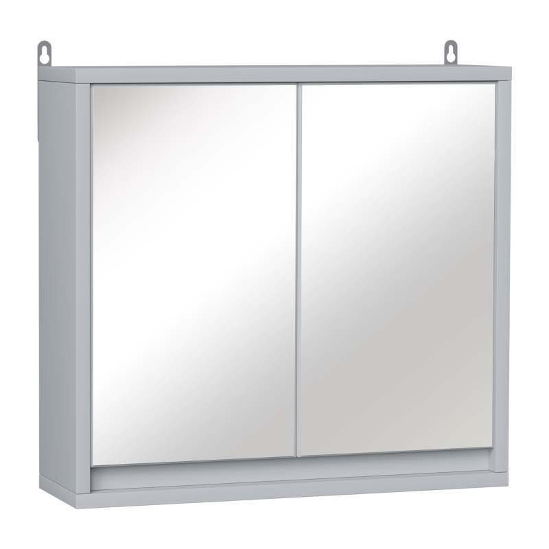 HOMCOM Wall Mounted Bathroom Mirror Cabinet, 48Wx14.5Dx45H cm-Grey